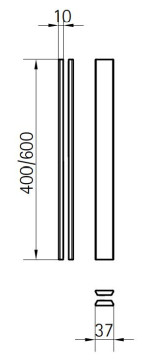 Technische Zeichnung von Griffstange Milan 400 beidseitig V-Leiste in Schwarz - Erkelenz