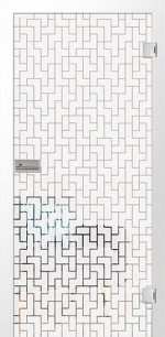 Bild von Tetris Mattprint Glastür mit Motiv klar - Erkelenz