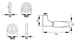 Orlando R42 Chrom/Chrommatt Rundrosette Zimmertürgarnitur technische Zeichnung - Karcher Design