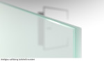 Beispiel Glasart ESG-SoftWeiß von Vollflächig matt Glaspendeltür mit zwei festen Seitenteilen und Oberlicht DORMA Tensor Variante 5 - Erkelenz
