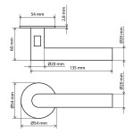 Technische Zeichnung von LIENBACHER GLAS Yuna QuickLock Classik Magnetic Edelstahl matt Türgriff