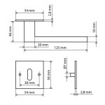 Technische Zeichnung von LIENBACHER GLAS Yuna Quatro Magnetic mattschwarz Türgriff