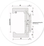 Technische Zeichnung von Massivholzzarge Fichte astig weiß pigmentiert ohne Gehrung Profil C