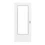 Frontansicht von GARANT Feuchtraum-Schiebetür D354-60 Designer White Resopal mit Lichtausschnitt LA-DIN