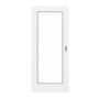 Frontansicht von GARANT Feuchtraum-Schiebetür D354-60 Designer White Resopal mit Lichtausschnitt LA-2