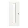 Frontansicht von GARANT Feuchtraum-Schiebetür D354-60 Designer White Resopal mit Lichtausschnitt LA-4 mittig