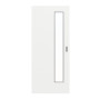 Frontansicht von GARANT Feuchtraum-Schiebetür D354-60 Designer White Resopal mit Lichtausschnitt LA-4 schlossseitig