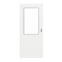 Frontansicht von GARANT Feuchtraum-Schiebetür D354-60 Designer White Resopal mit Lichtausschnitt LA-6