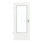 Frontansicht von GARANT Feuchtraumtür D354-60 Designer White Resopal mit Lichtausschnitt LA-DIN