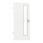 Frontansicht von GARANT Feuchtraumtür D354-60 Designer White Resopal mit Lichtausschnitt LA-4 schlossseitig