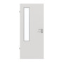 Frontansicht von GARANT Feuchtraumtür 0160-60 Silver Grey Resopal mit Lichtausschnitt LA-5 bandseitig