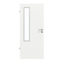 Frontansicht von GARANT Feuchtraumtür D354-60 Designer White Resopal mit Lichtausschnitt LA-5 bandseitig