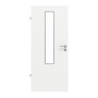 Frontansicht von GARANT Feuchtraumtür D354-60 Designer White Resopal mit Lichtausschnitt LA-5 mittig
