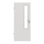 Frontansicht von GARANT Feuchtraumtür 0160-60 Silver Grey Resopal mit Lichtausschnitt LA-5 schlossseitig