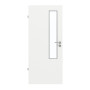 Frontansicht von GARANT Feuchtraumtür D354-60 Designer White Resopal mit Lichtausschnitt LA-5 schlossseitig