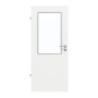 Frontansicht von GARANT Feuchtraumtür D354-60 Designer White Resopal mit Lichtausschnitt LA-6