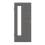 Frontansicht von HÖRMANN Innentür Groove 15 Staubgrau RAL 7037 Lack DesignLine mit Lichtausschnitt LA 24 bandseitig