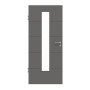 Frontansicht von HÖRMANN Innentür Groove 15 Staubgrau RAL 7037 Lack DesignLine mit Lichtausschnitt LA 24 mittig