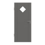 Frontansicht von HÖRMANN Innentür Groove 16 Staubgrau RAL 7037 Lack DesignLine mit Lichtausschnitt LA 6 Raute