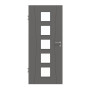 Frontansicht von HÖRMANN Innentür Groove 20 Staubgrau RAL 7037 Lack DesignLine mit Lichtausschnitt LA 5