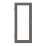 Frontansicht von HÖRMANN Innentür Groove 23 Staubgrau RAL 7037 Lack DesignLine mit Lichtausschnitt LA 27