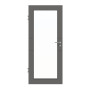 Frontansicht von HÖRMANN Innentür Groove 29 Staubgrau RAL 7037 Lack DesignLine mit Lichtausschnitt LA 27