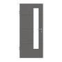 Frontansicht von HÖRMANN Innentür Groove 34 Staubgrau RAL 7037 Lack DesignLine mit Lichtausschnitt LA 24 schlossseitig