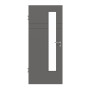 Frontansicht von HÖRMANN Innentür Groove 78 Staubgrau RAL 7037 Lack DesignLine mit Lichtausschnitt LA 24 schlossseitig