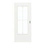 Frontansicht von GARANT Schiebetür D354-60 Designer White Resopal mit Lichtausschnitt LA-DIN Sprosse SP0