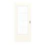 Frontansicht von GARANT Schiebetür 0105-60 Pearl White CePaL mit Lichtausschnitt LA-DIN Sprosse SP1