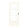 Frontansicht von GARANT Schiebetür 0105-60 Pearl White CePaL mit Lichtausschnitt LA-DIN Sprosse SP2