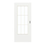 Frontansicht von GARANT Schiebetür D354-60 Designer White Resopal mit Lichtausschnitt LA-DIN Sprosse SP2