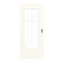 Frontansicht von GARANT Schiebetür 0105-60 Pearl White CePaL mit Lichtausschnitt LA-DIN Sprosse SP4