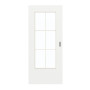 Frontansicht von GARANT Schiebetür D354-60 Designer White Resopal mit Lichtausschnitt LA-DIN Sprosse SP4