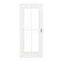 Frontansicht von GARANT Schiebetür D354-60 Designer White Resopal mit Lichtausschnitt LA-2 Sprosse SP0