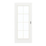 Frontansicht von GARANT Schiebetür D354-60 Designer White Resopal mit Lichtausschnitt LA-2 Sprosse SP1