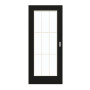 Frontansicht von GARANT Schiebetür 0901-60 Black Resopal mit Lichtausschnitt LA-2 Sprosse SP2