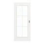 Frontansicht von GARANT Schiebetür D354-60 Designer White Resopal mit Lichtausschnitt LA-2 Sprosse SP4