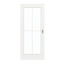 Frontansicht von GARANT Schiebetür D354-60 Designer White Resopal mit Lichtausschnitt LA-3 Sprosse SP0