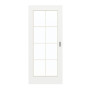 Frontansicht von GARANT Schiebetür D354-60 Designer White Resopal mit Lichtausschnitt LA-3 Sprosse SP1