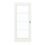 Frontansicht von GARANT Schiebetür D354-60 Designer White Resopal mit Lichtausschnitt LA-3 Sprosse SP10