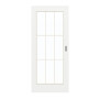 Frontansicht von GARANT Schiebetür D354-60 Designer White Resopal mit Lichtausschnitt LA-3 Sprosse SP2