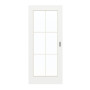 Frontansicht von GARANT Schiebetür D354-60 Designer White Resopal mit Lichtausschnitt LA-3 Sprosse SP4