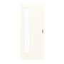 Frontansicht von GARANT Schiebetür 0105-60 Pearl White CePaL mit Lichtausschnitt LA-4 bandseitig