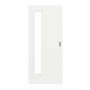 Frontansicht von GARANT Schiebetür D354-60 Designer White Resopal mit Lichtausschnitt LA-4 bandseitig