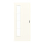 Frontansicht von GARANT Schiebetür 0105-60 Pearl White CePaL mit Lichtausschnitt LA-4 bandseitig Sprosse SP10