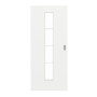 Frontansicht von GARANT Schiebetür D354-60 Designer White Resopal mit Lichtausschnitt LA-4 mittig Sprosse SP10