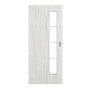 Frontansicht von GARANT Schiebetür Authentic Grigio GCK08 mit Lichtausschnitt LA-4 schlossseitig Sprosse SP10