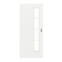 Frontansicht von GARANT Schiebetür D354-60 Designer White Resopal mit Lichtausschnitt LA-4 schlossseitig Sprosse SP10