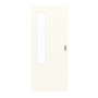 Frontansicht von GARANT Schiebetür 0105-60 Pearl White CePaL mit Lichtausschnitt LA-5 bandseitig
